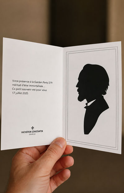 Carte silhouette personnalisée offerte lors d'un événement Vacheron Constantin